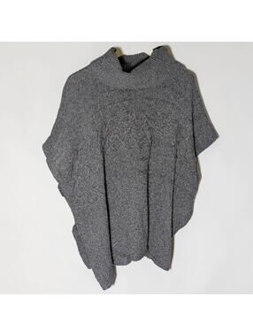 Reitmans S Womens Knit Poncho Cowl Neck Cable Textured Shawl